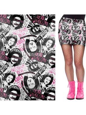 Sex Pistols No Fun Women's Tube Skirt Cute Punk Music Band Retro 70s Apparel NWT